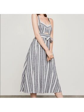 BCBGMaxAzria Striped Linen Midi Dress 6